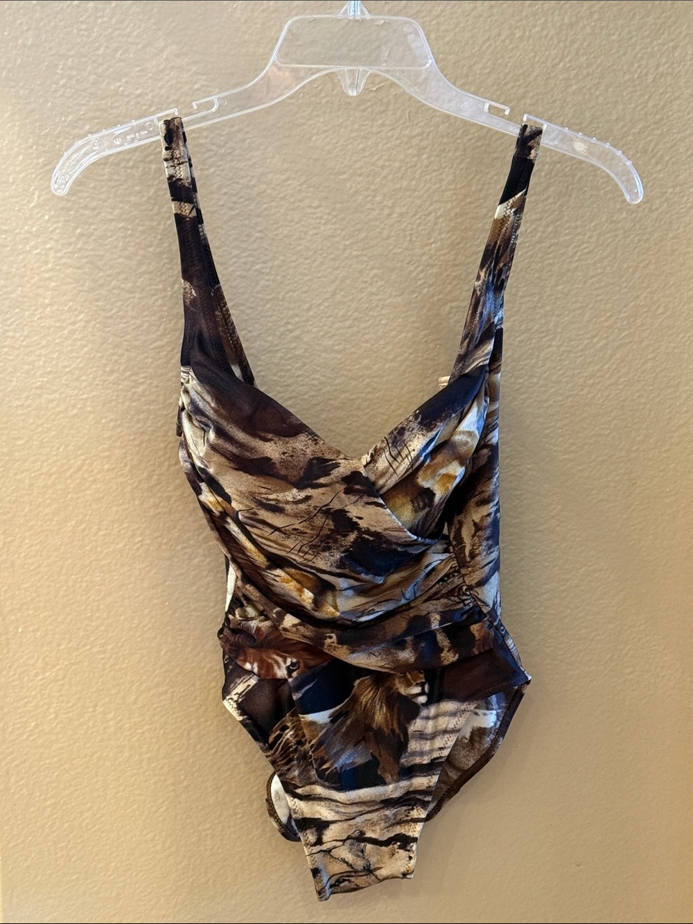 Gottex Brown and Tan Animal Print One-Piece Swimsuit